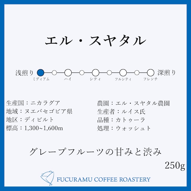 ニカラグア　エル・スヤタル /グレープフルーツのような心地よさ【ミディアム】250g