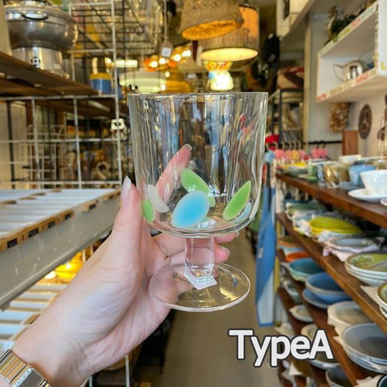 ガラス水玉グラス 全2色 / ドット　透明　レトロ　カップ　ギフト　プレゼント　贈り物　記念日　手吹き