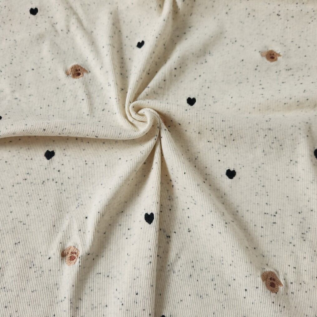 【予約】【little m様考案】黒つぶリブニット/クリーム/heart tubu wanko⑤