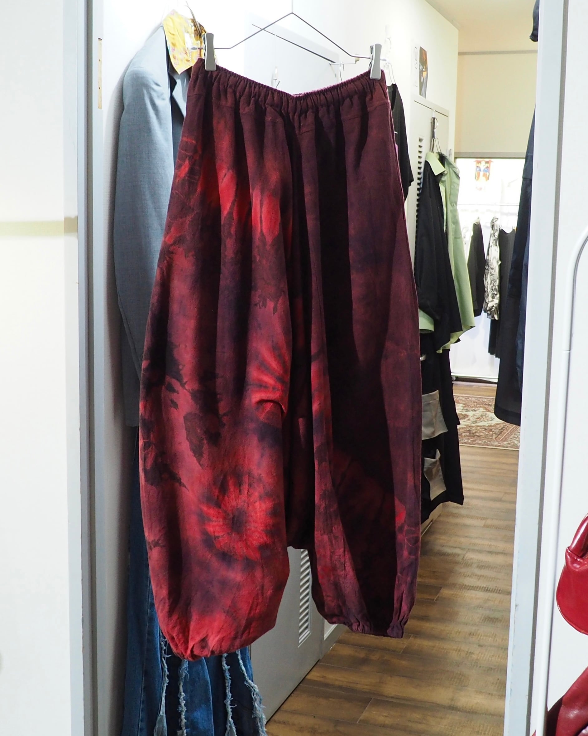 " 染色 " Beautiful Dark Bordeaux Over Dyed Sarouel Pants