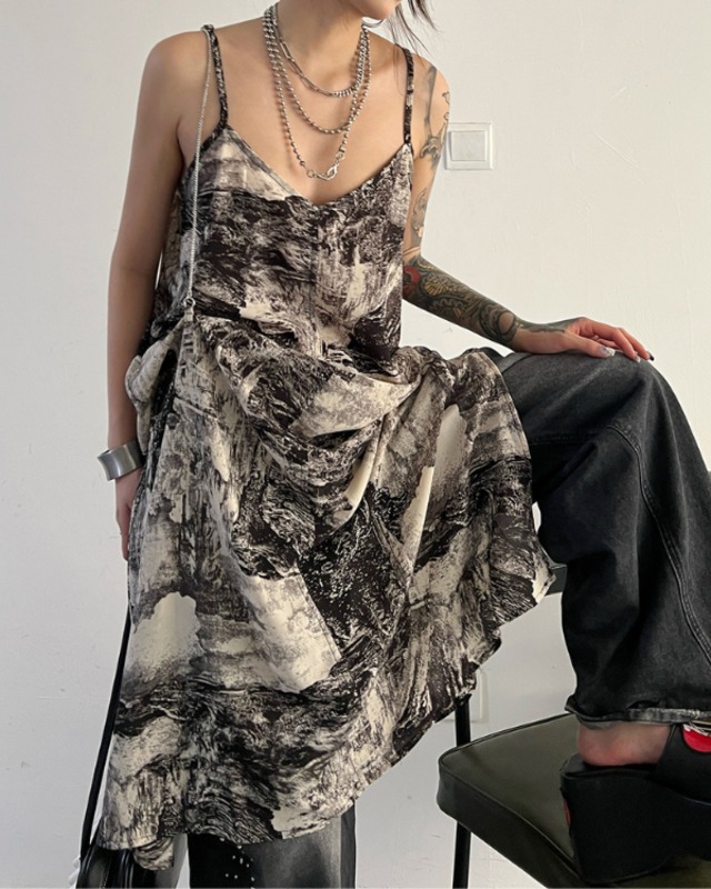 Ink Print Slip Dress［A0032］