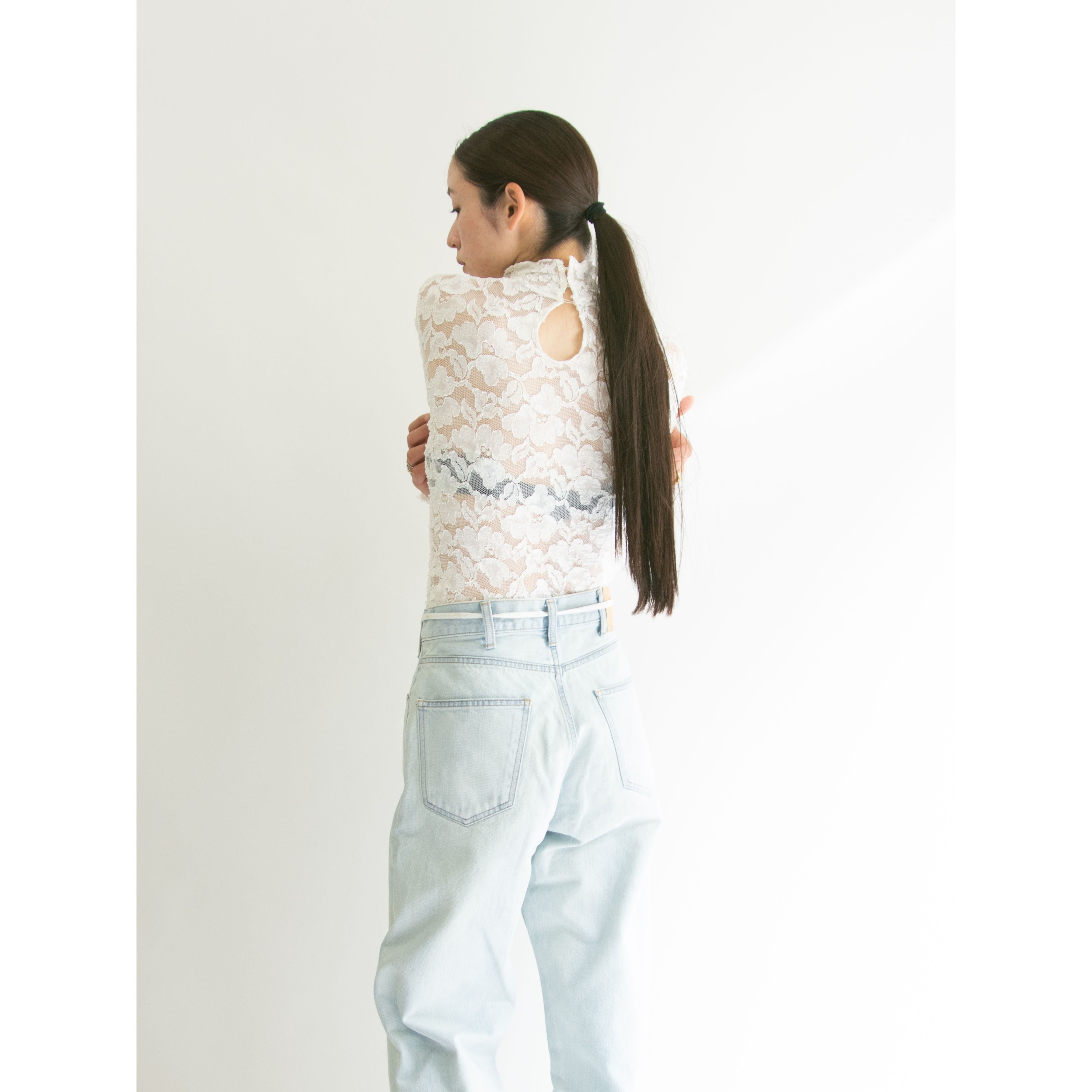 【Hanky Panky】Made in U.S.A. Nylon-Rayon Lace Long Sleeve Top（ハンキーパンキー アメリカ製 ナイロンレーヨン 長袖レーストップ ハイネックプルオーバー）