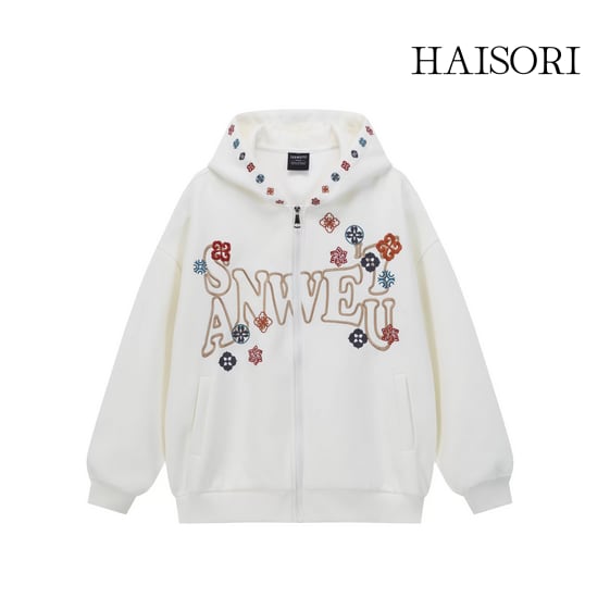 マルチカラー・パターンエンブロイダリー・ロゴフーディー