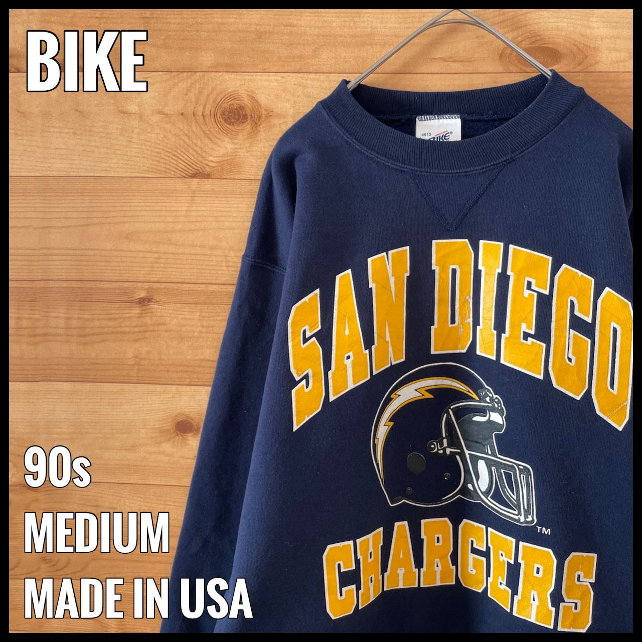 【BIKE】90s USA製 NFL San Diego Chargers アーチロゴ プリント スウェット トレーナー アメフト M オールド ヴィンテージ  US古着