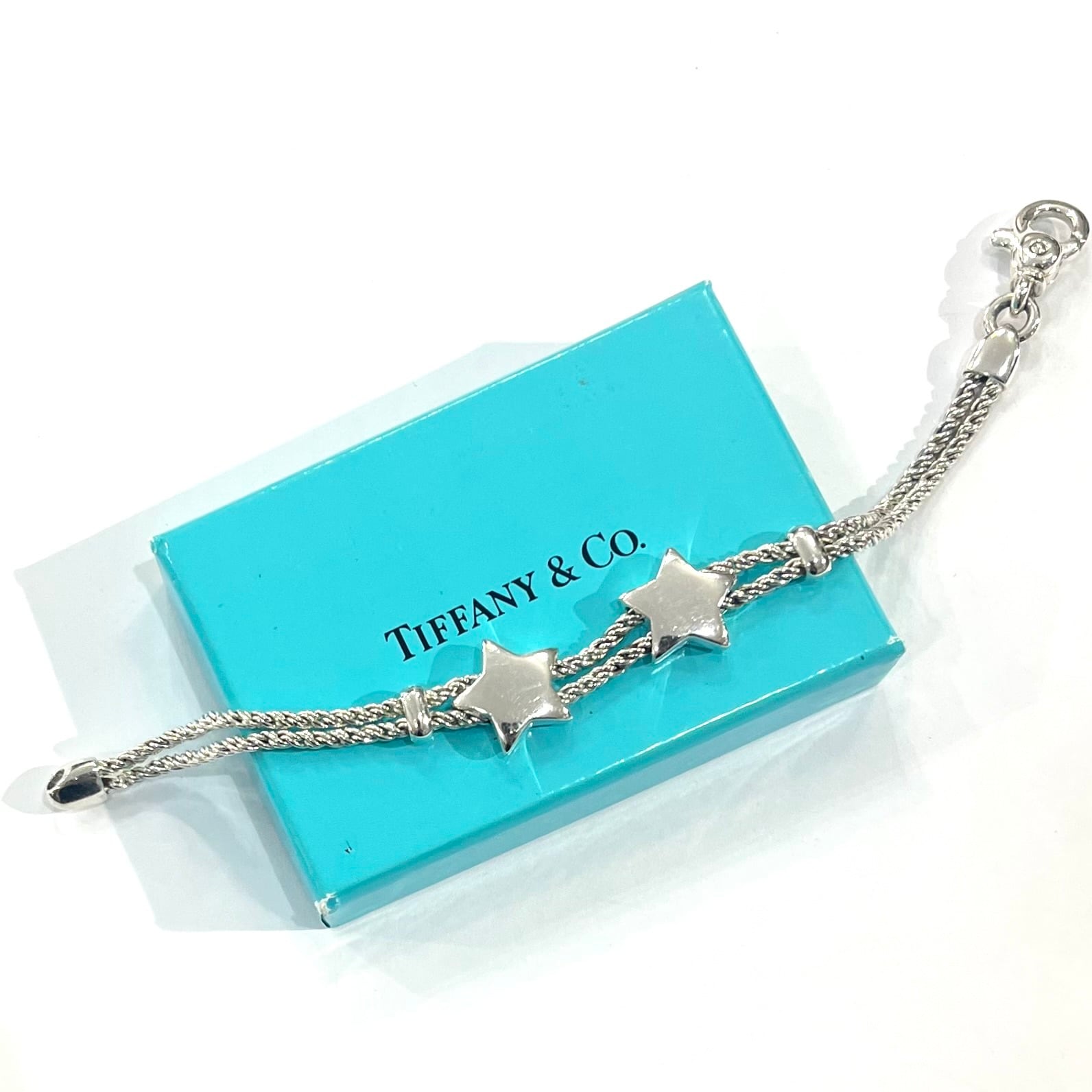 ティファニー TIFFANY ダブルロープ ダブルスター ブレスレット SV 特集掲載⭐︎希少【TIFFANY&CO.】2643 星に願いを。イタリア製ダブル星