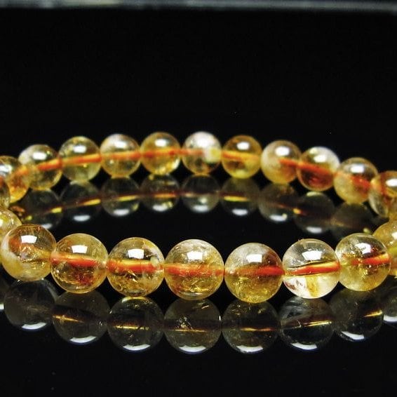 シトリン ブレスレット 虹入り 8mm シトリンクォーツ ブレス メール便可 一点物 111-50356