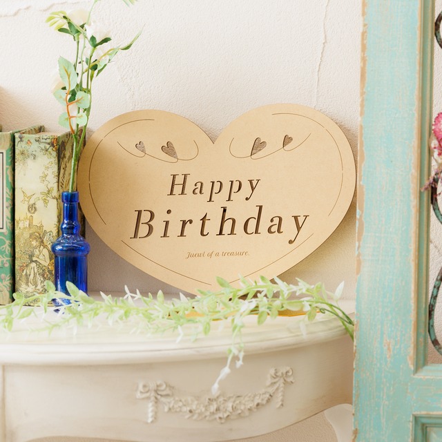 木製: バースデープレート／ハート