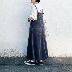 Corduroy salopette skirt (gray)