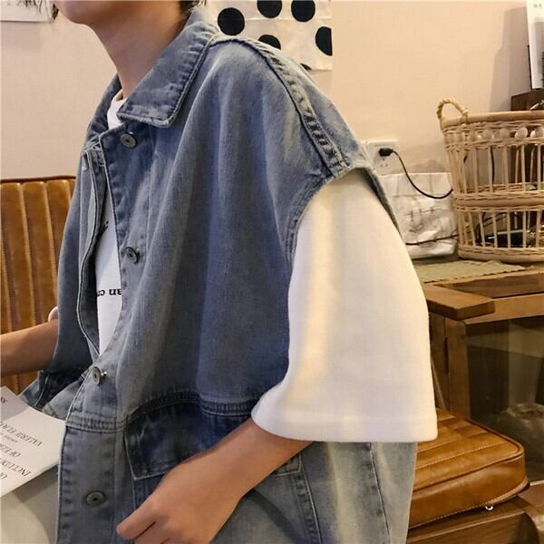 大きいサイズ レディース 新作 21 夏新作レディース アウター 夏 デニムジャケット デニム ベスト レディース ベスト レディース ベスト 夏 ノースリーブ ベスト 前ボタン トップス フロントボタン オーバーサイズ ビッグシルエット 体型カバー ゆったりシルエット