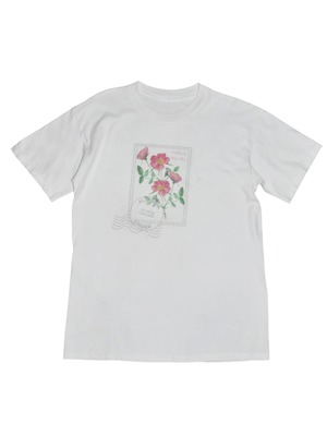 DoReMi Unique Series – Postage Floral Graphic White Tee