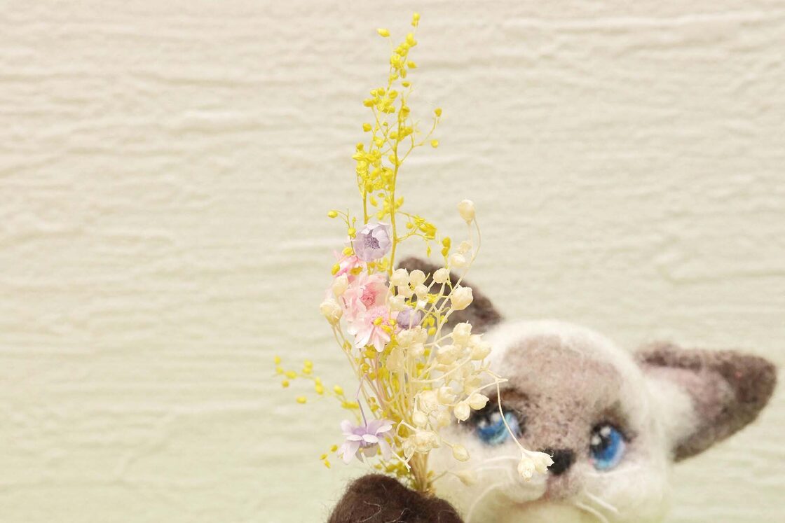 花もちにゃんこ 羊毛フェルト かわいい バリエーション | Pay ID
