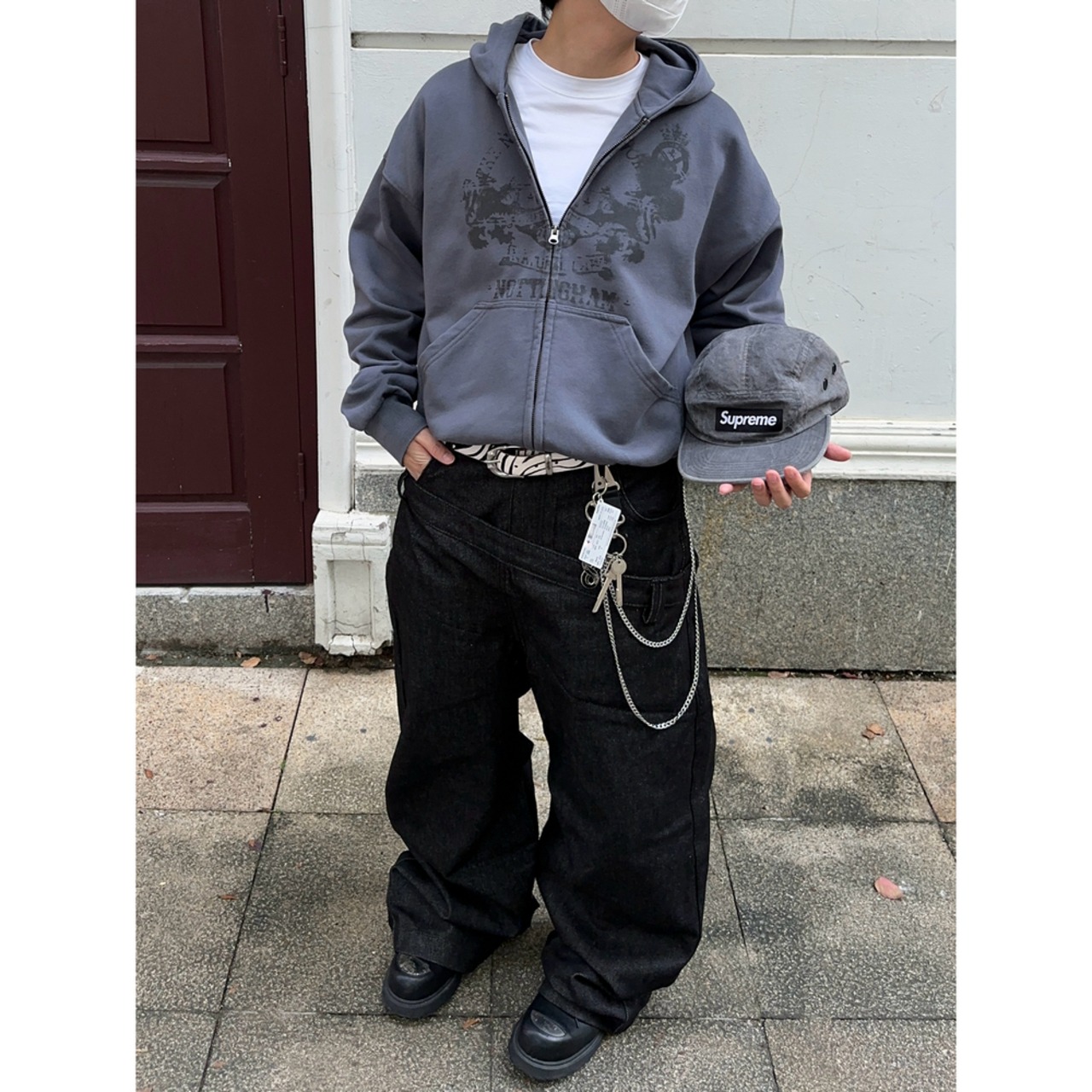 VINTAGE ストリート スプレー加工 ジップパーカー T1863