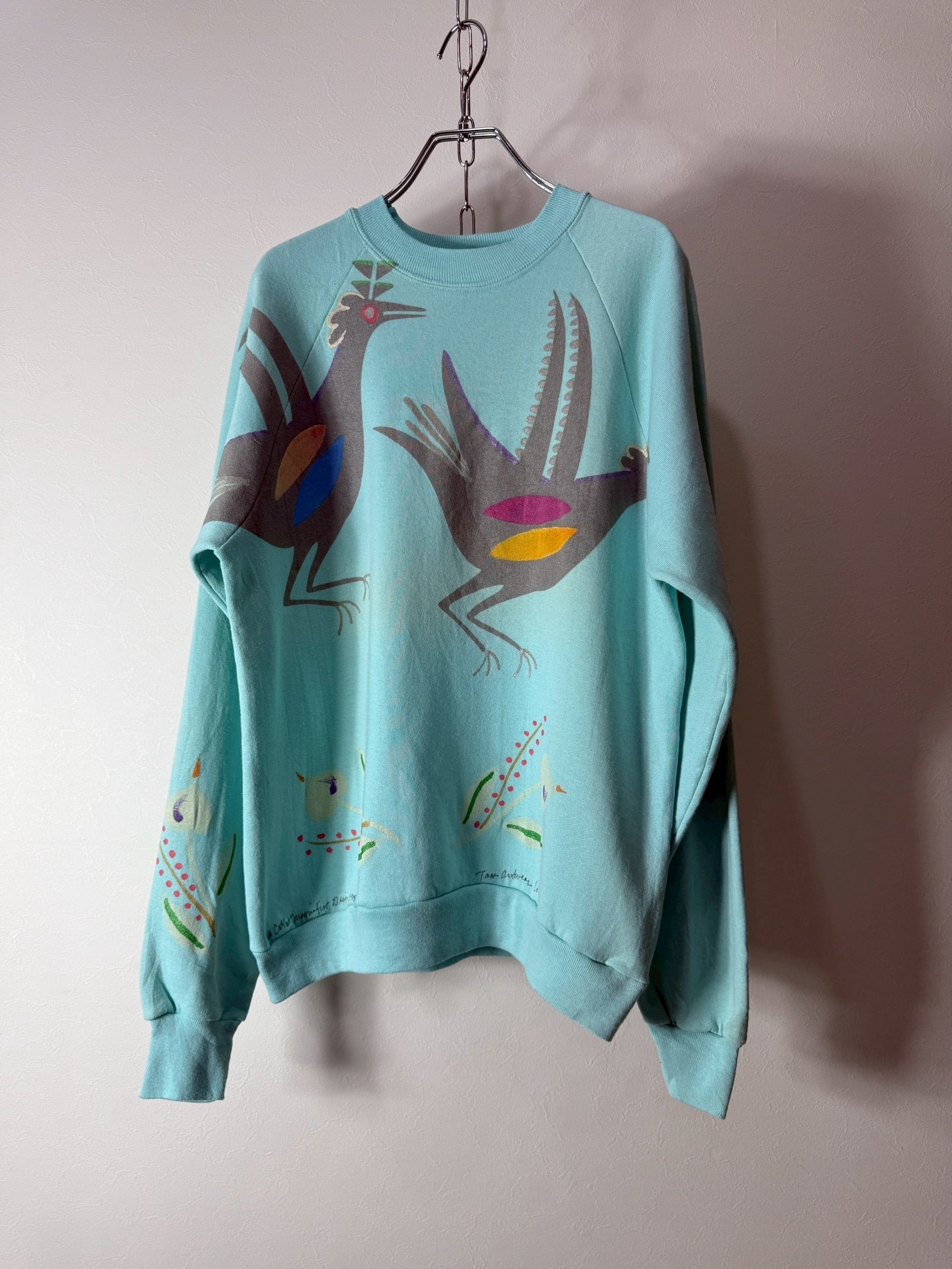 80~90’s Hand-Painted Bird Art sweat shirt