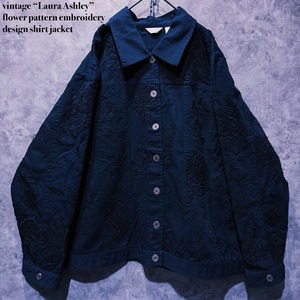 【doppio】vintage “Laura Ashley” flower pattern embroidery design shirt jacket