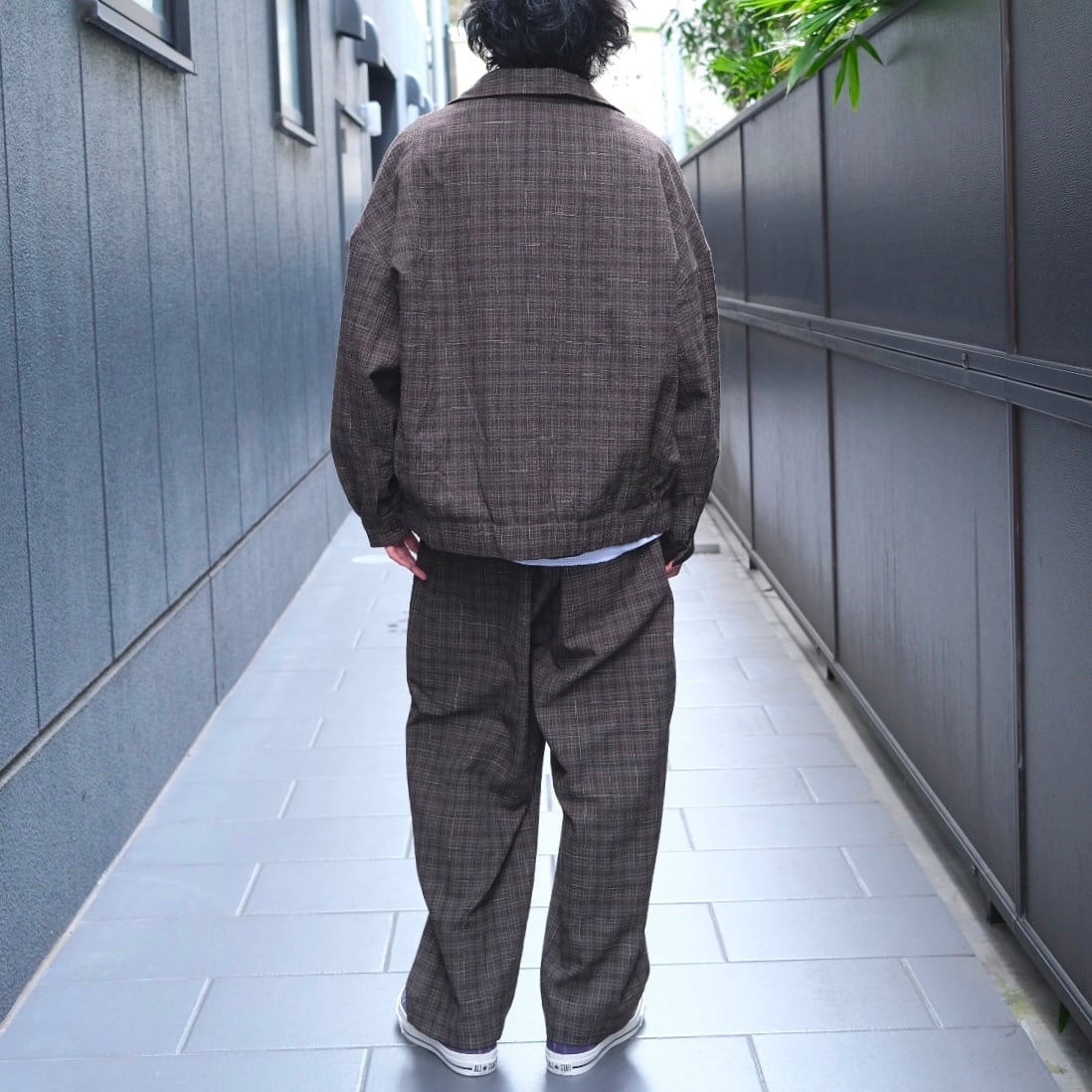 EVAN KINORI(エヴァン キノリ) /Elastic Pant Kasuri Wool Check-Brown
