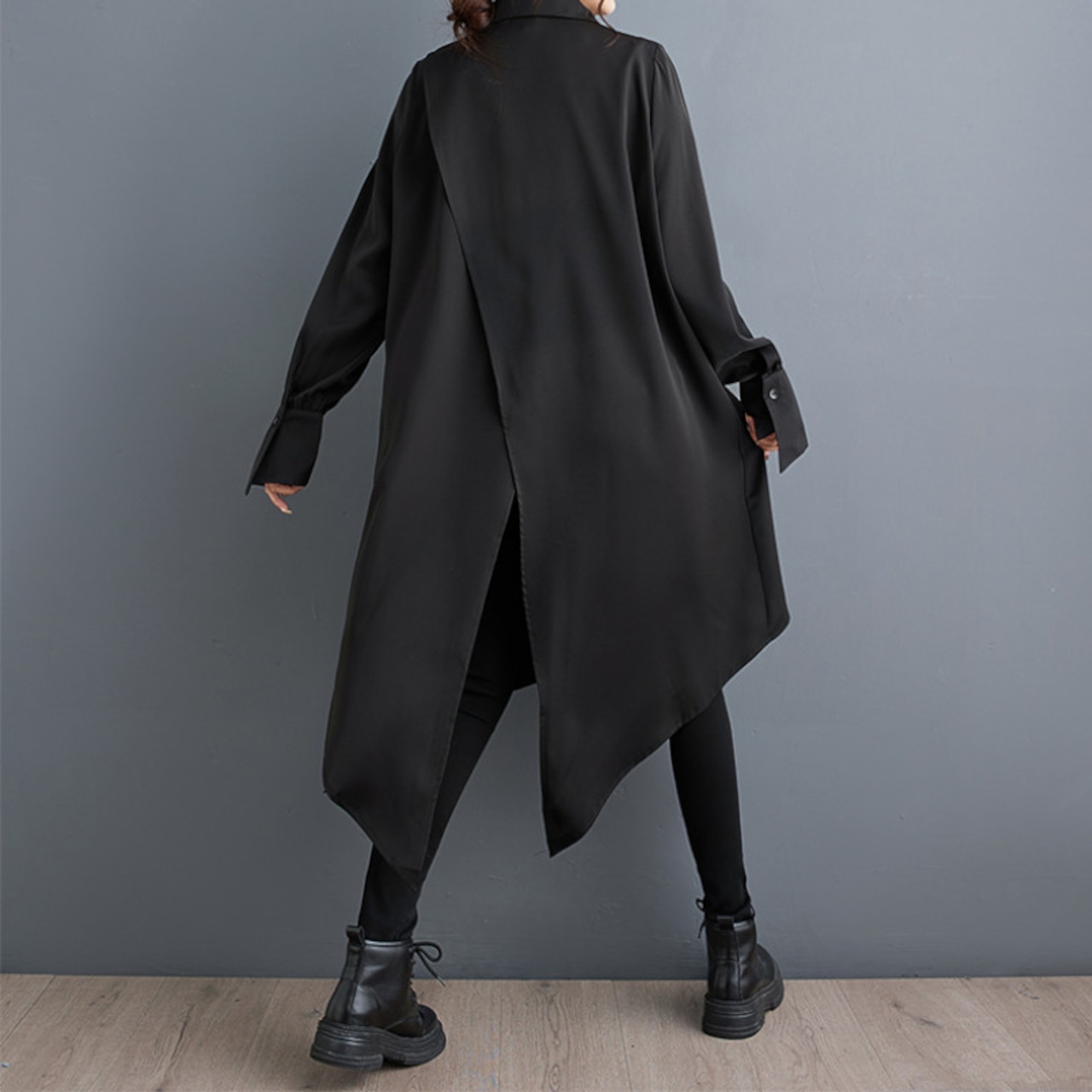 アシンメトリック オーバーサイズ シャツワンピース 00016