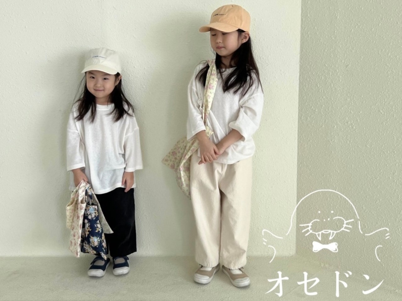 【oatmeal】7部袖ベイクラウンドTシャツ(オフホワイト)100〜140cm - 1