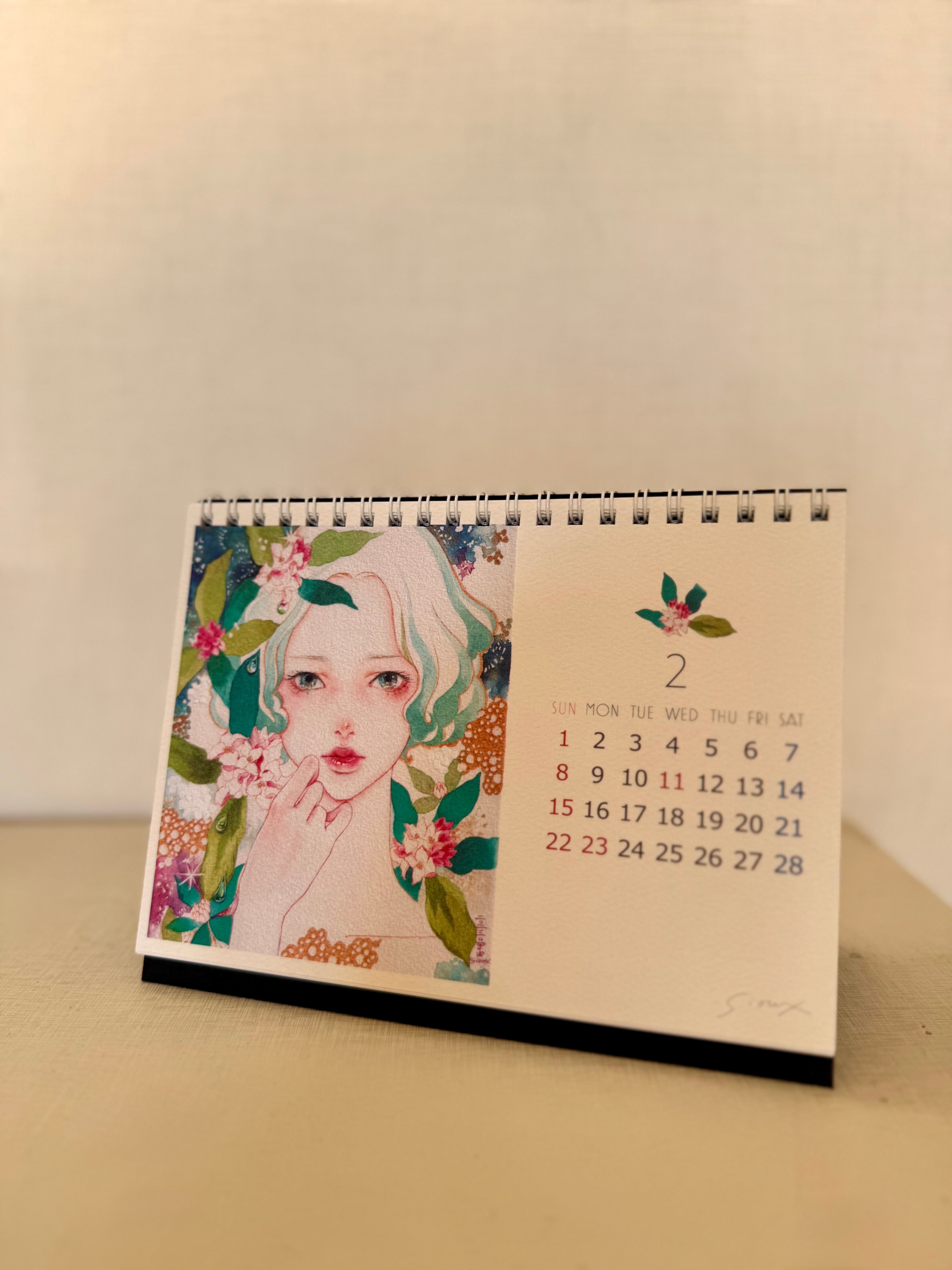 2026フルカラー卓上リング式カレンダー 水彩美人画13ページ | sioux mart