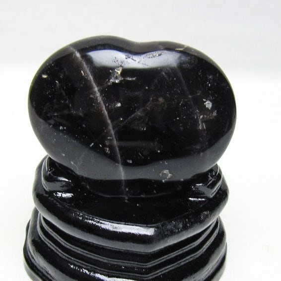 モリオン 置物 黒水晶 ハート 台座付属 一点物 155-1010