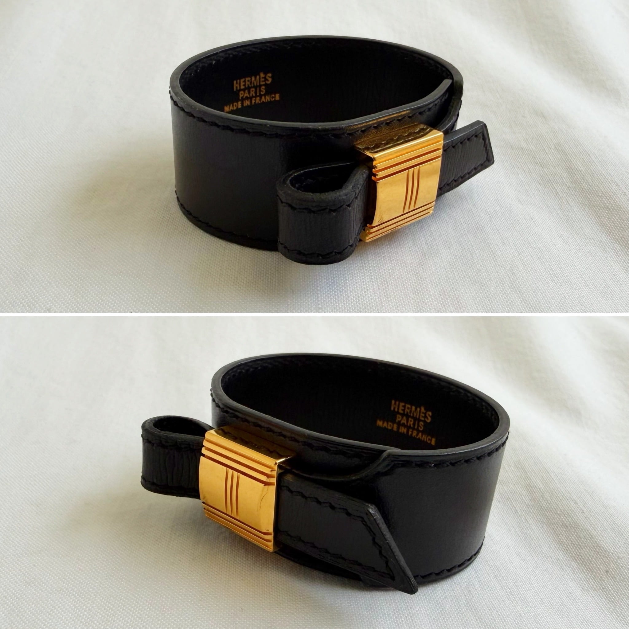 b*y様 HERMES レザーバングル ブラック HERMES レザー バングル