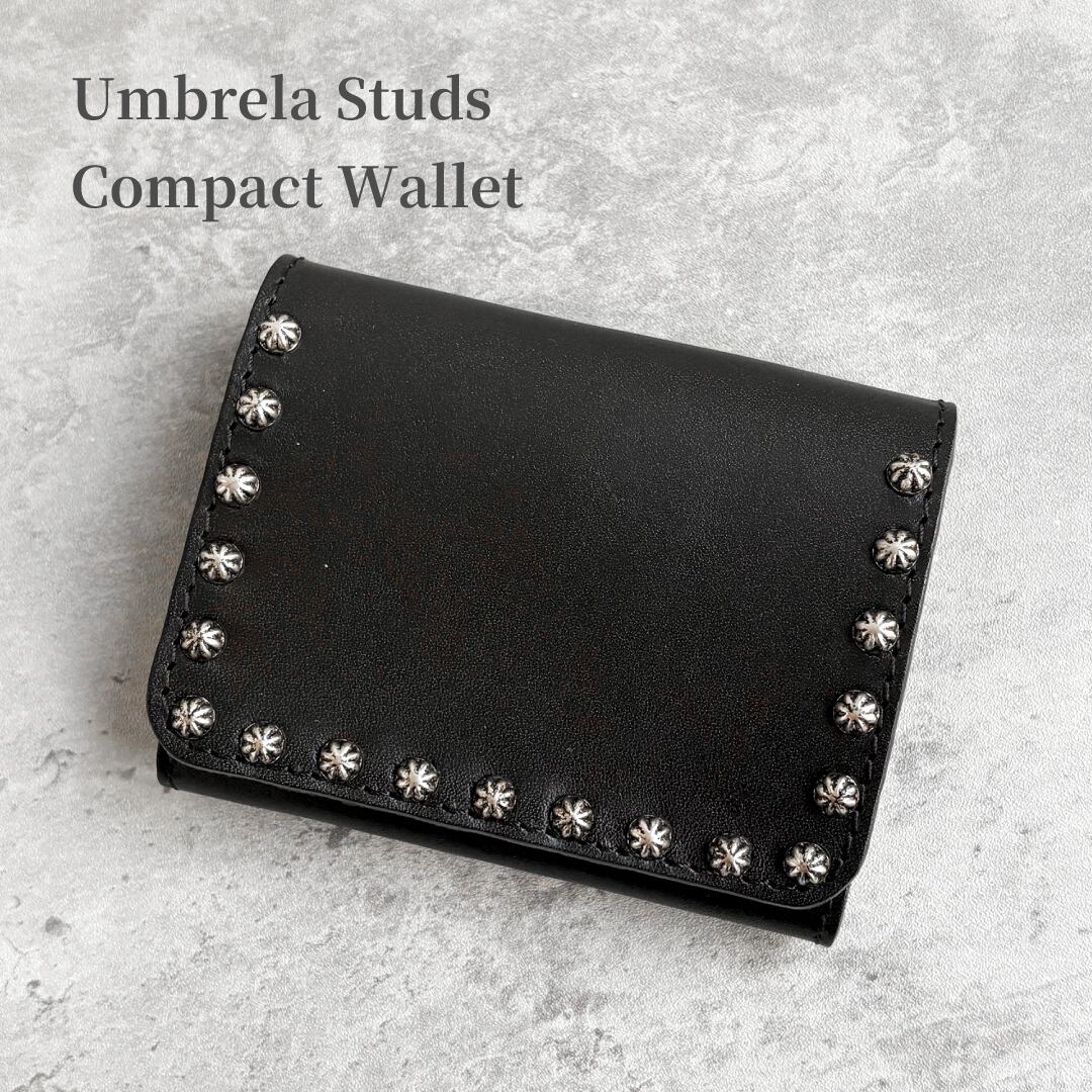 栃木レザー財布 コンパクト財布 スタッズ 三つ折り財布 新品 ブラック 栃木レザー財布 コンパクト財布 スタッズ 三つ折り財布 新品