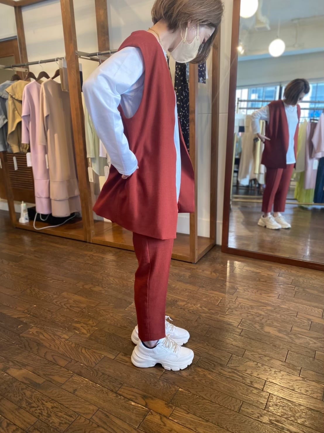 【LEMELANGE】麻ライクテーパードアンクルパンツ
