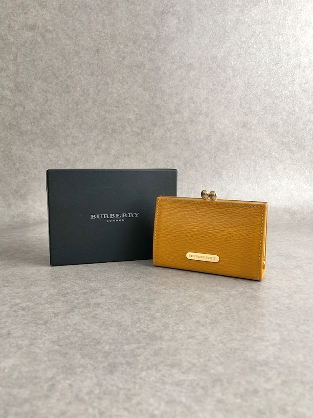 BURBERRY バーバリー 財布 イエロー ロゴ レザー がま口 vintage ヴィンテージ オールド m834hs