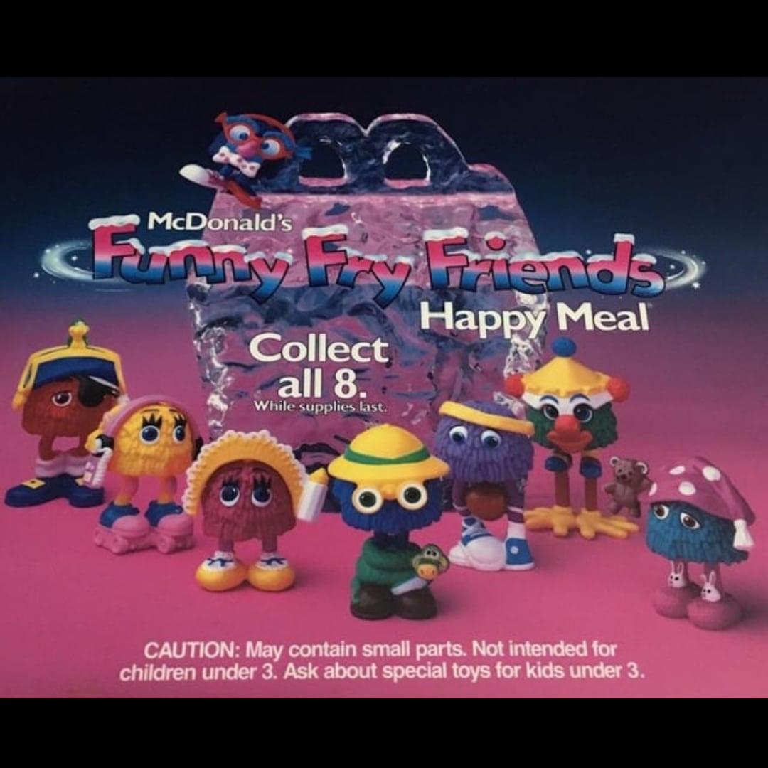☆DEADSTOCK / VINTAGE 1989☆【 McDonald's / マクドナルド 】1989 McDonald's Happy Meal Toy "Funny Fry Friends" 全8種SET / Happy Meal Toy / ミールトイ / フライキッズ / フライガイ / フライガール 〚アメリカン雑貨 アメトイ〛