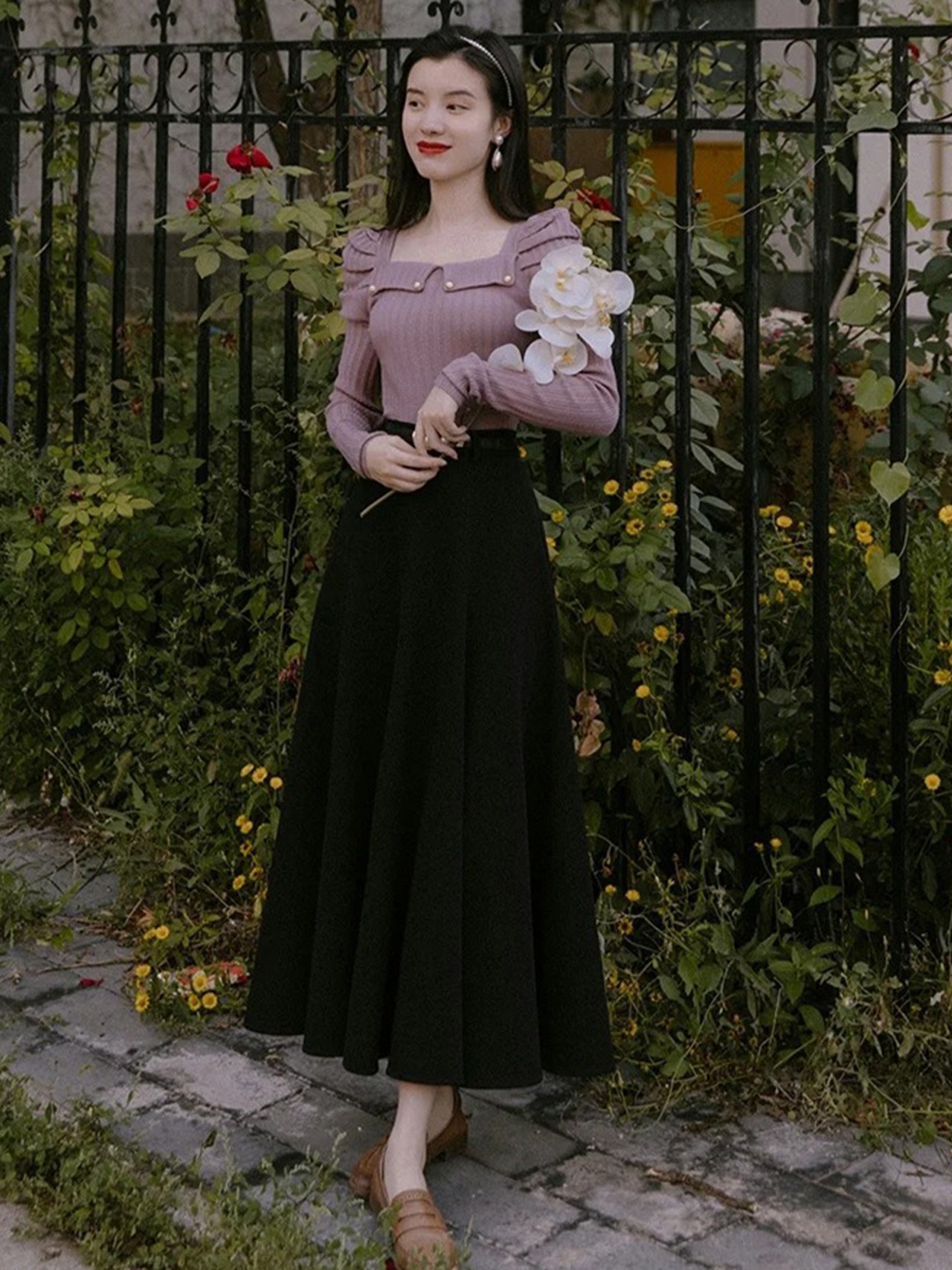 【0224】Elegant Knit Long Sleeve 2 Piece Set