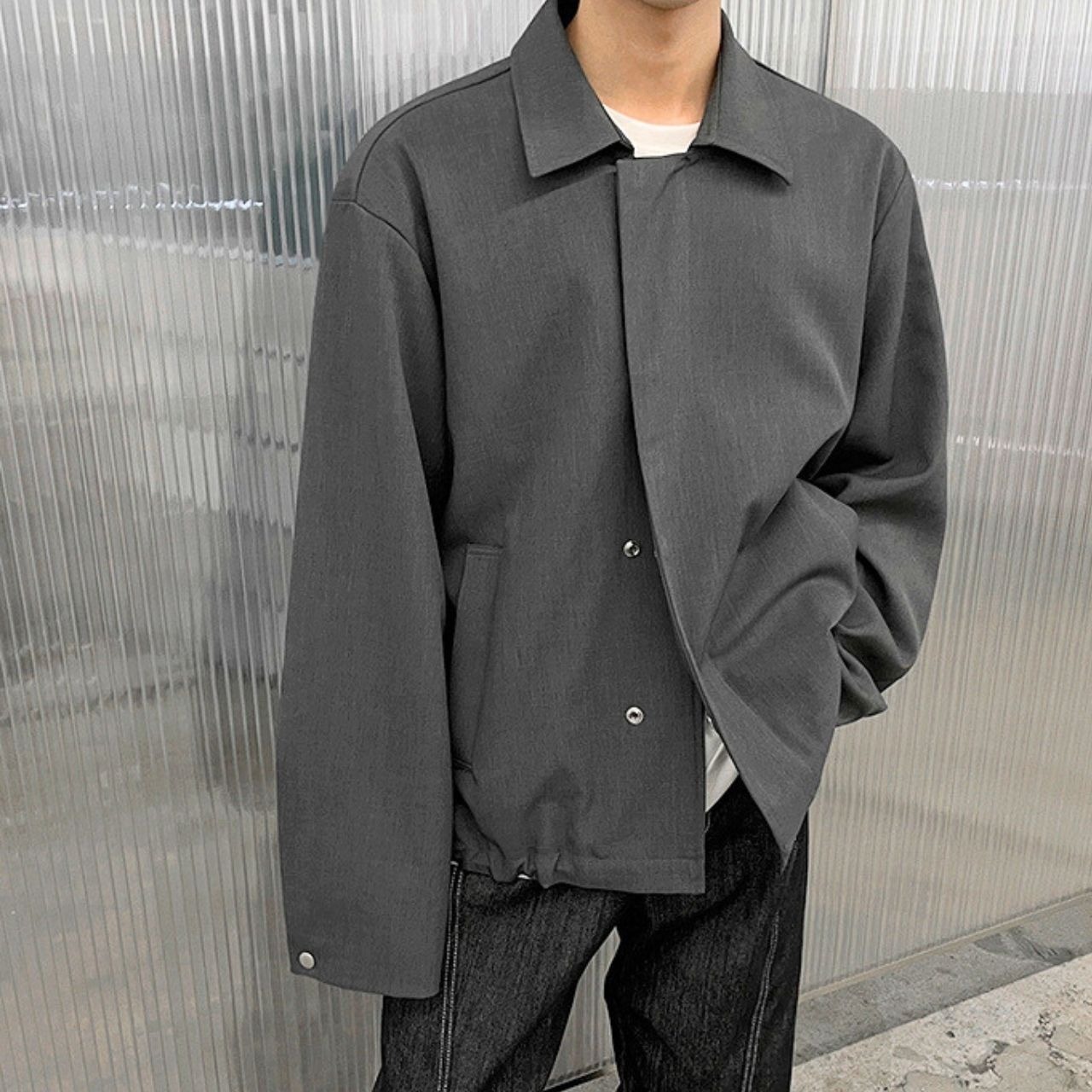 ラペルグレーシンプルブルゾン　MT0080410