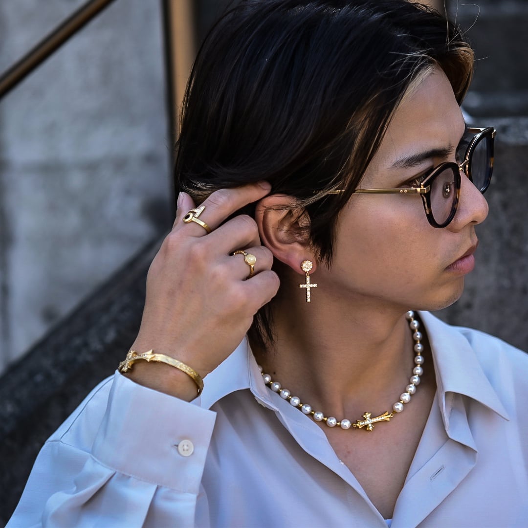 両耳セット】flower × cross pierce | ✯Lucliss Jewelry✯