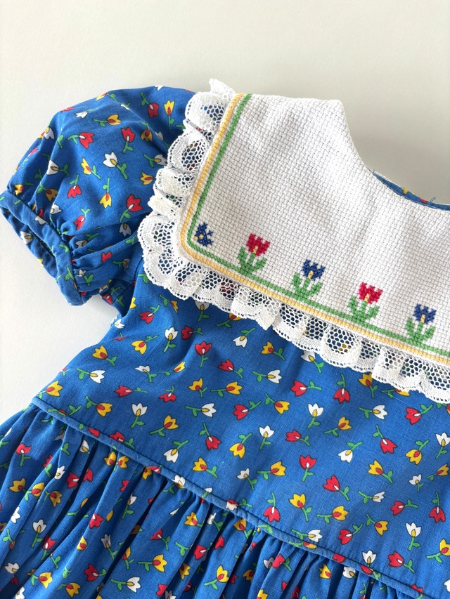 【2T相当・vintage】チューリップ柄dress