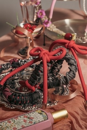 2way big ribbon flower strap Dark Red