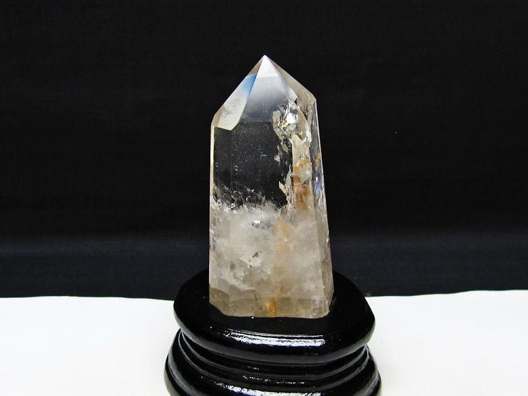 水晶 六角柱 虹入り ポイント 天然石 原石 パワーストーン 水晶 六角柱 虹入り 水晶 ポイント 台座付属 置物 原石 一点物 152