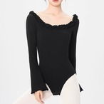 【即納】フリルトリミング レオタード ブルームパンツセット ブラック (M) L1376