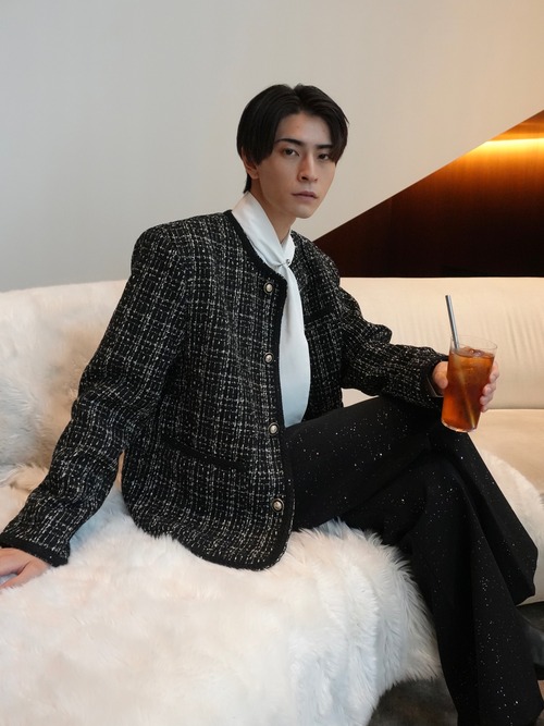 【ALUDE SELECT】fine lame elegant tweed jacket(2color)