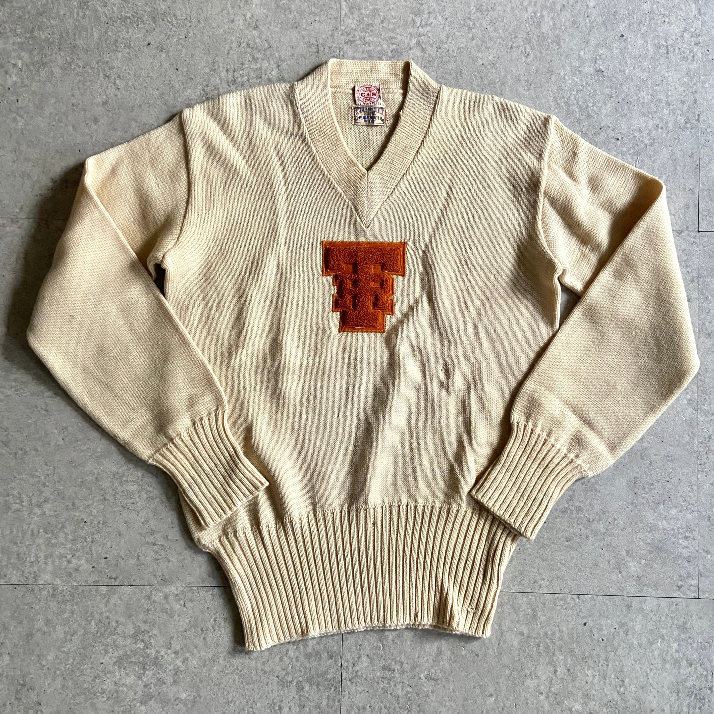 1950s Vintage C&S Wool Lettered Sweater L位 G105