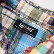 BEAMS ビームス マドラスチェック パッチワーク BD 半袖シャツ サイズ M /メンズ/マルチ/インド綿