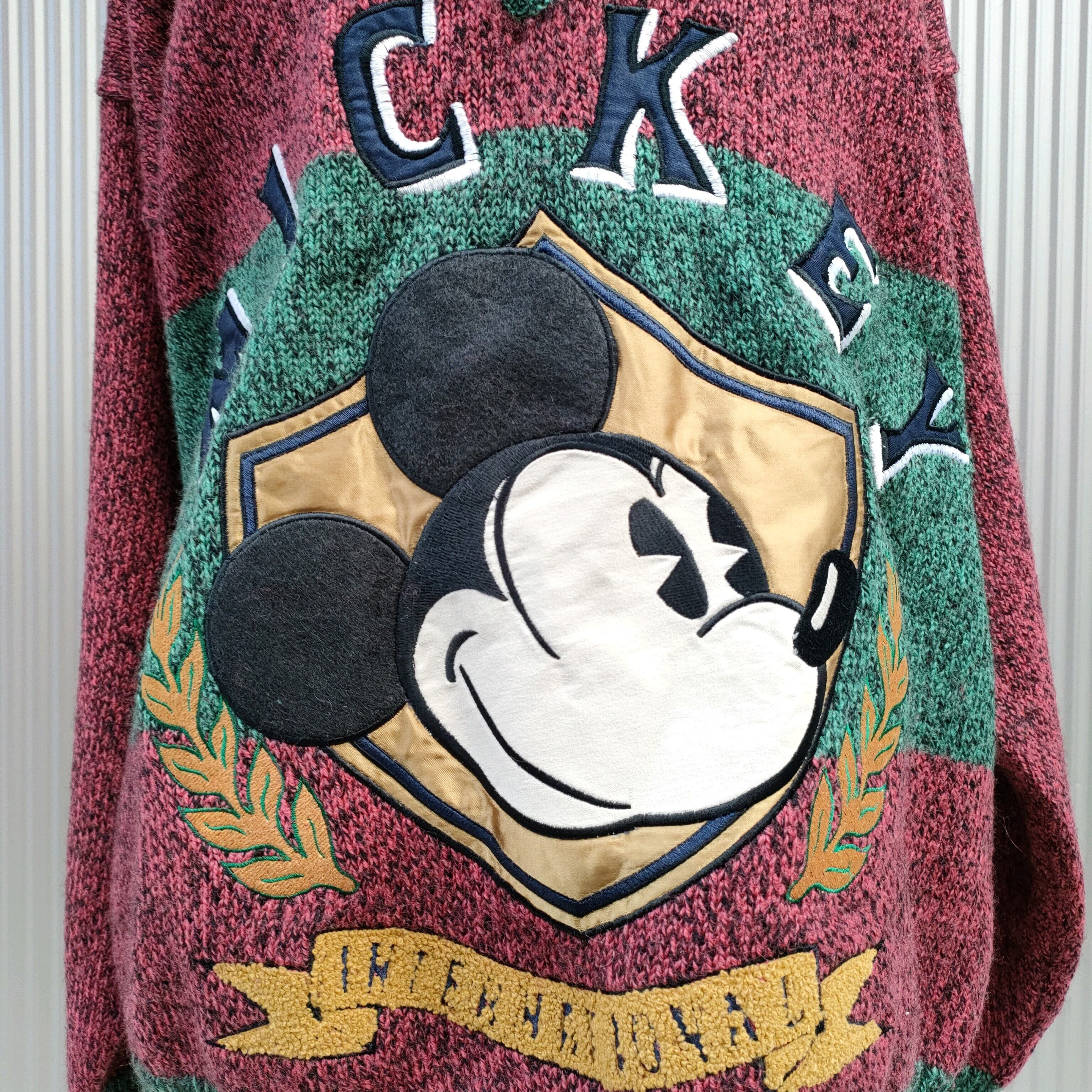 80年代 ディズニー Disney MICKEY MOUSE ミッキーマウス コットンニットカーディガン USA製 メンズXL /eaa367185