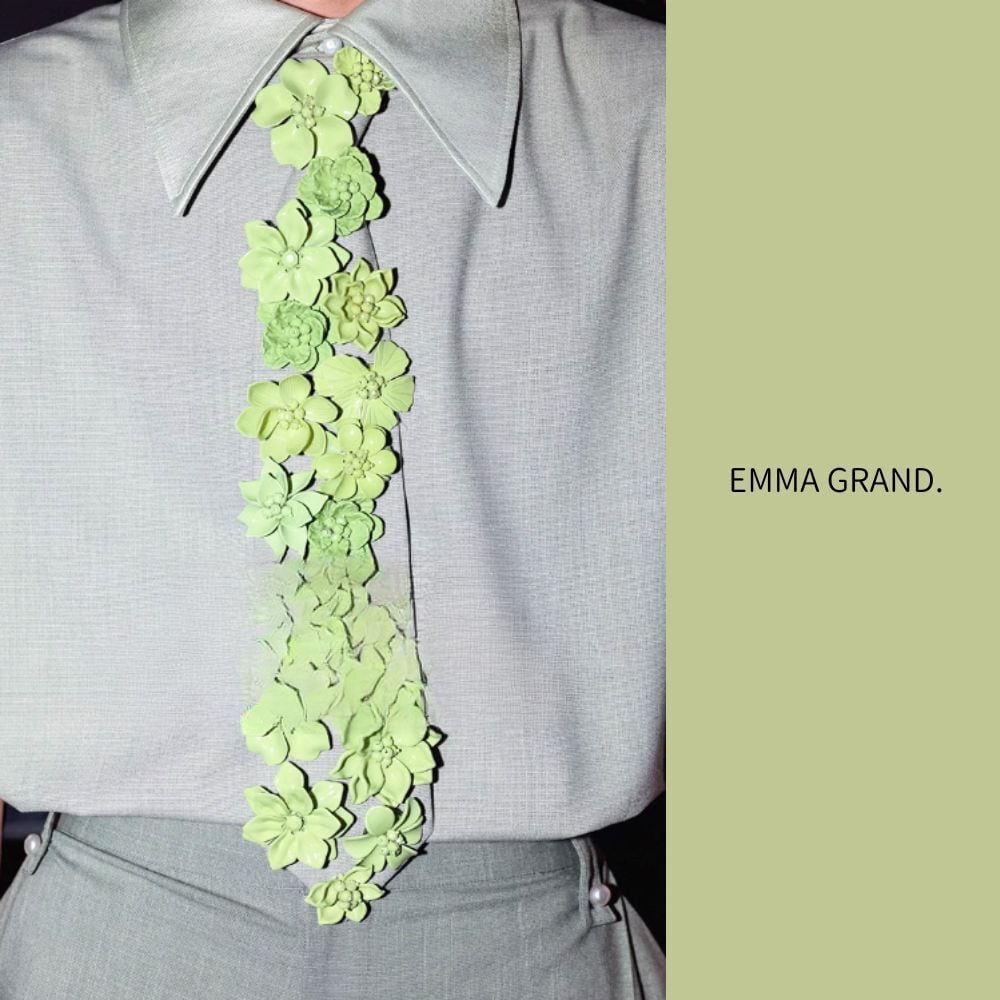 ネクタイ　原画「花」※額装あり 胸元で勇気をくれる、HERALBONYのアートネクタイ。