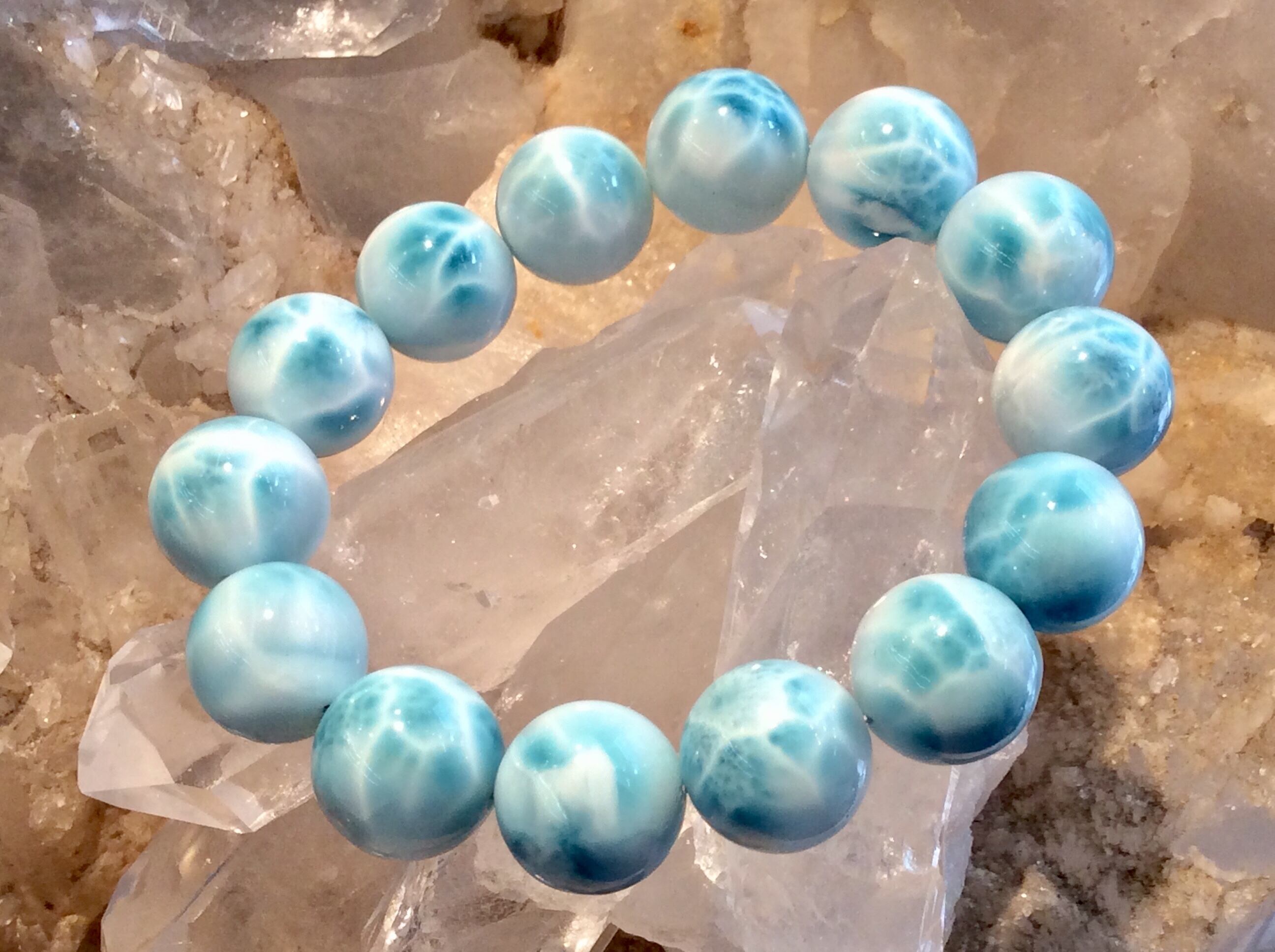 希少!高品質ラリマー・15mmブレスレット