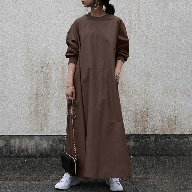 ロングワンピース　秋冬　ゆったり　オーバーサイズ　韓国ファッション（DM0297）