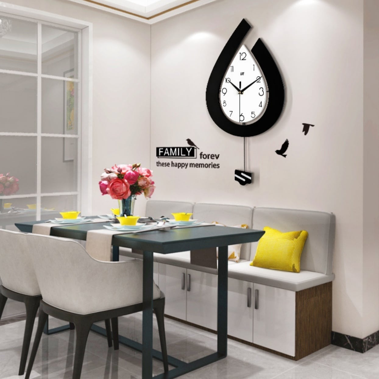 雫型 しずく 水滴 ブラック クロック 掛け時計 見やすい文字盤