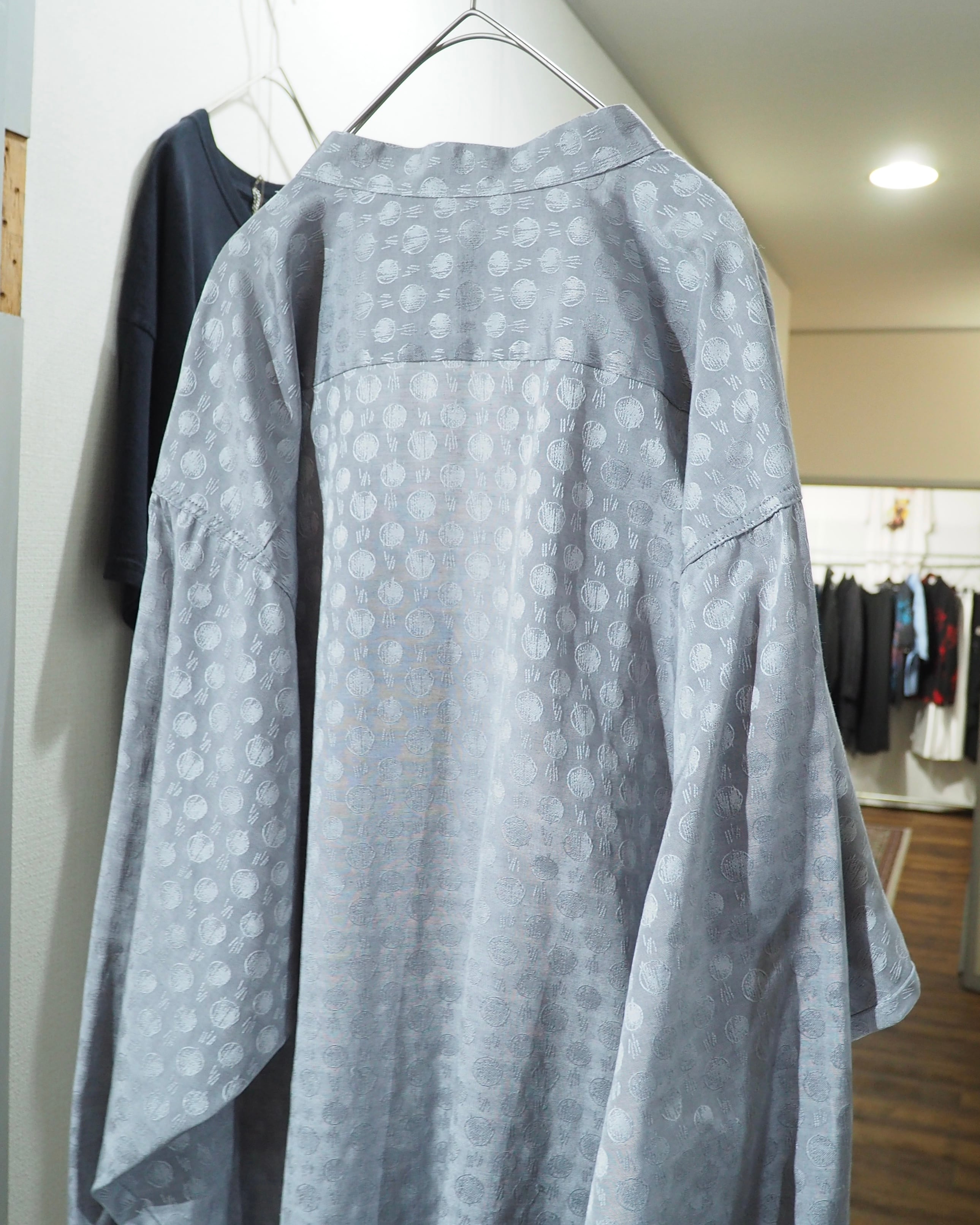 Dot Embroidery × Oblique Deformation vintage Over silhouette Shirt