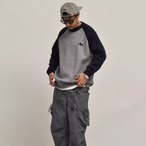 コントラスト ラグランスリーブ ニット A1766