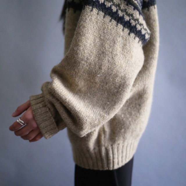good coloring nordic pattern loose silhouette wool sweater