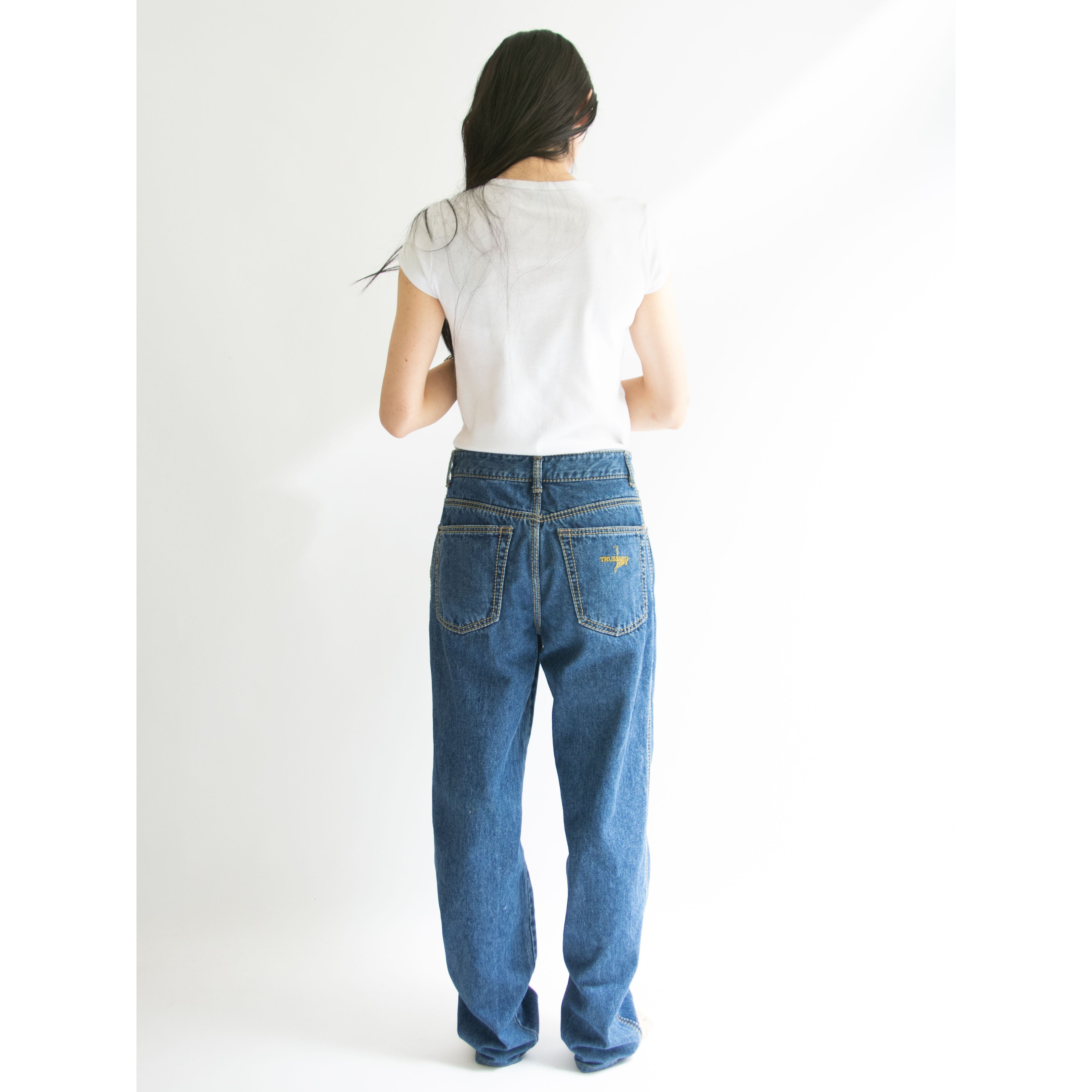 【TRUSSARDI Jeans】Made in Italy 100% Cotton Tapered Denim Pants W31（トラサルディ イタリア製テーパード デニムパンツ ジーンズ）