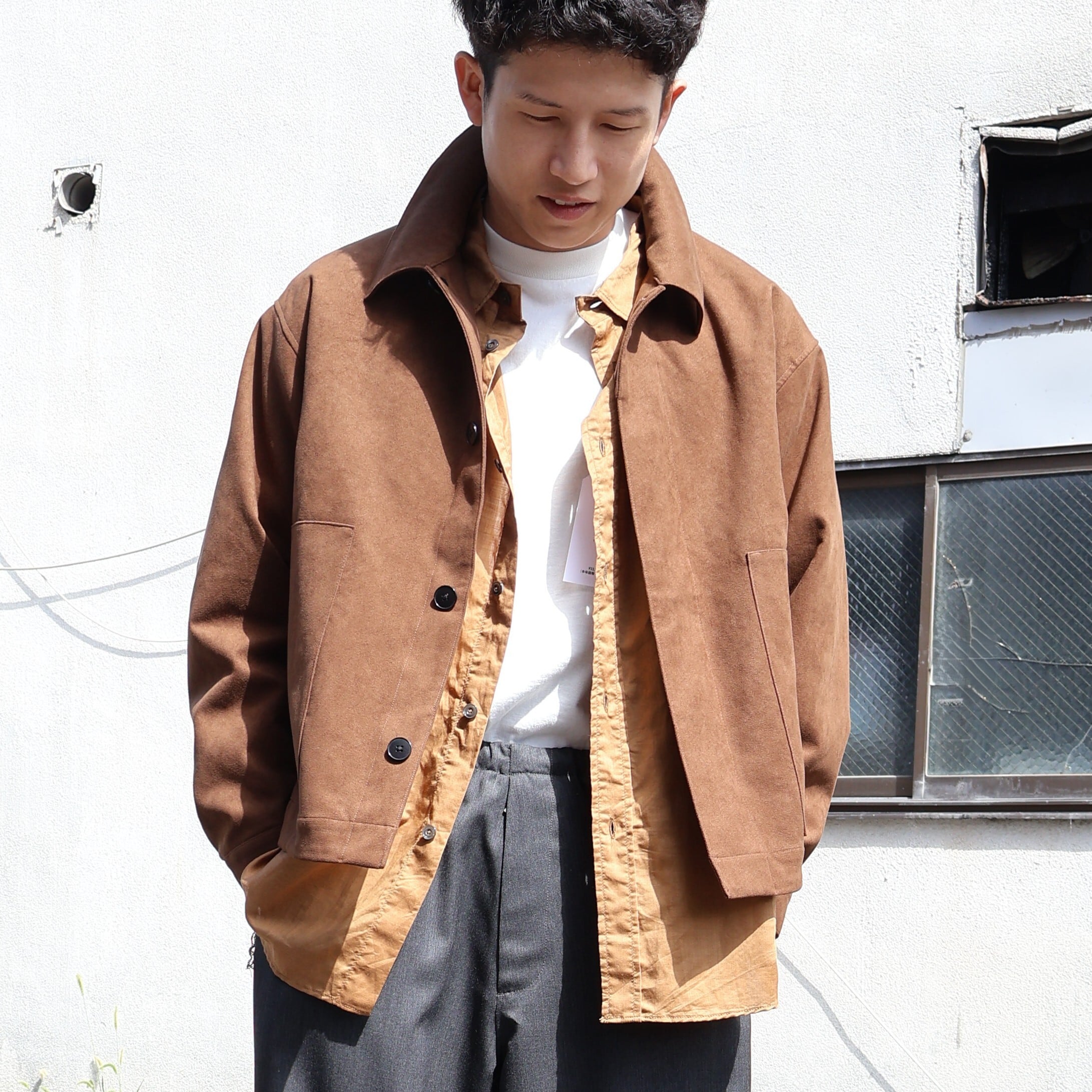 STILL BY HAND “ Synthetic leather short blouson ( Brown )”