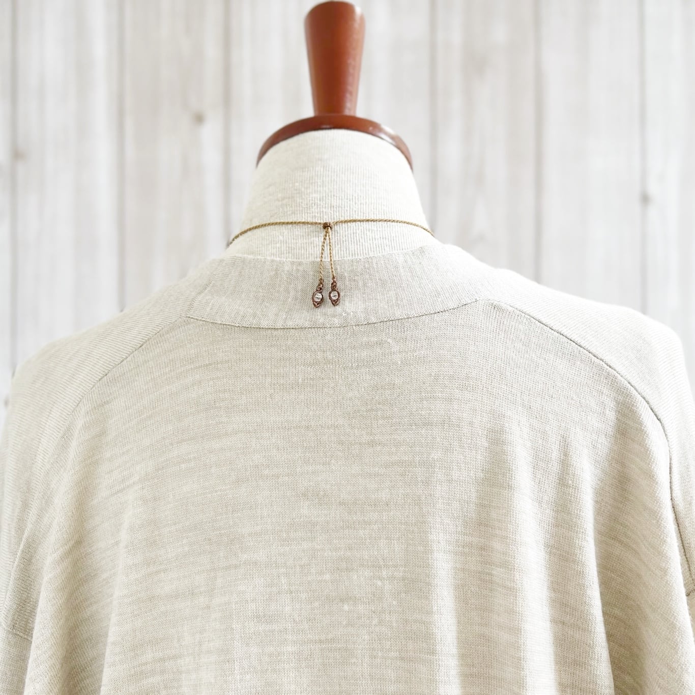 一点物】水晶ポイント原石＋クロムダイオプサイト飾りのマクラメ