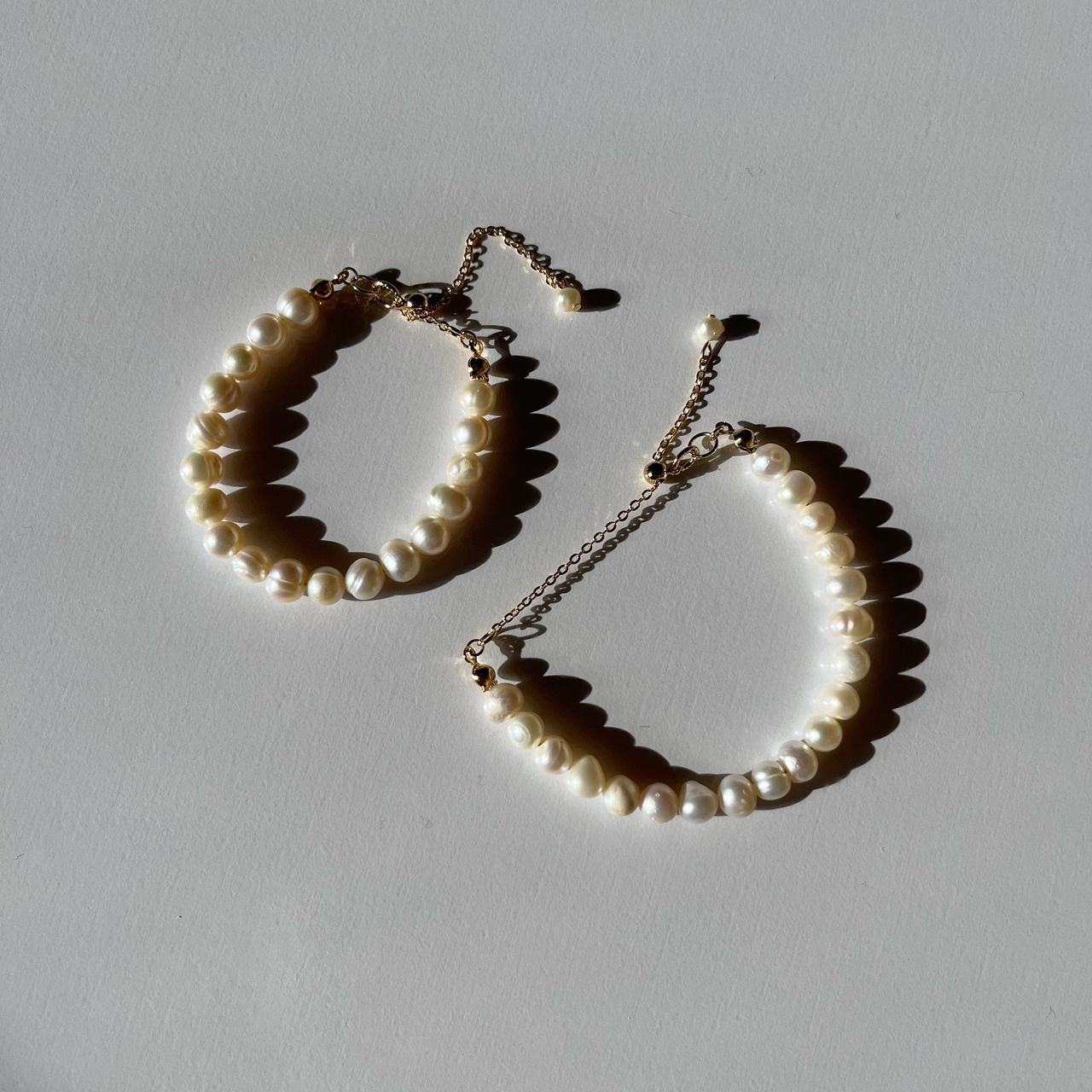 ［調節可能］淡水パール　ゴールドブレスレット　/ シルバーブレスレット［GKB017・SRB008］